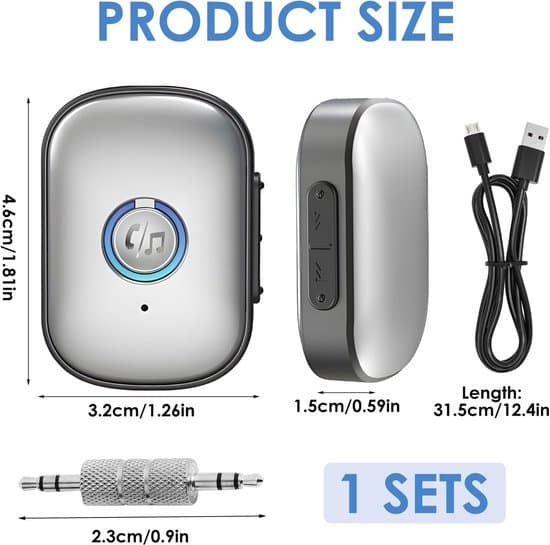 Bluetooth-modtager til bil - Mini AUX Bluetooth-adapter til trådløs musikstreaming