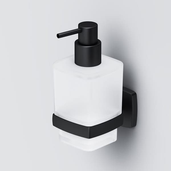 Glas flydende sæbedispenser med vægbeslag, Sort