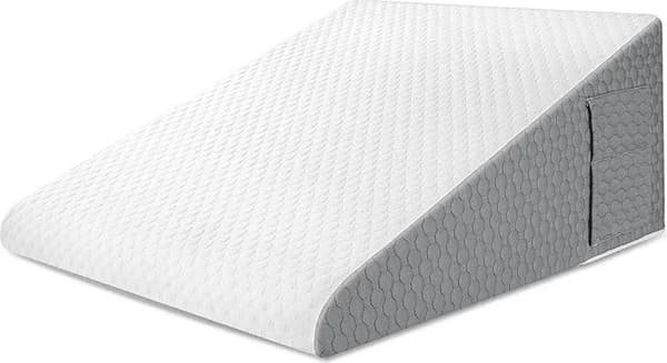 Triangulär 5-i-1 kilkudde - Ryggkudde - Ryggstöd - Memory Foam - Läskudde för sängen - Vit/Grå