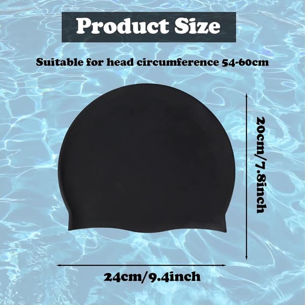 Silikone badehætte - 2-pak unisex badehætter - elastisk, vandtæt badehætte - behagelig, letvægts badehætte - one size (sort-blå)
