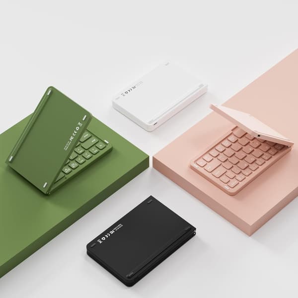 Mini hopfällbart Bluetooth-tangentbord – bärbart, Mac, iPad, Android, Windows och iOS (grönt), ultratunt aluminium, resevänligt för iPhone