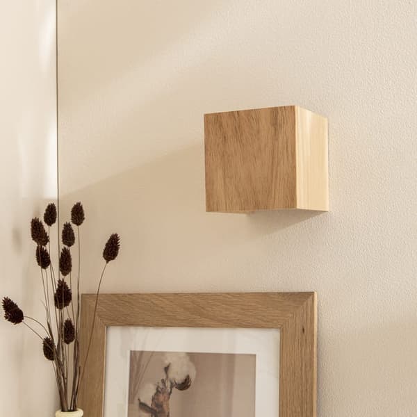 LED-seinävalaisin, rauta/puu, beige