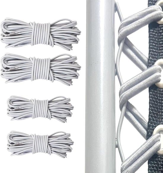 Elastiksnor til 4 x universel liggestol til Zero Gravity Relax lænestol - elastisk liggestol. Den korte snor - sølv - 2 x 2,2 m
