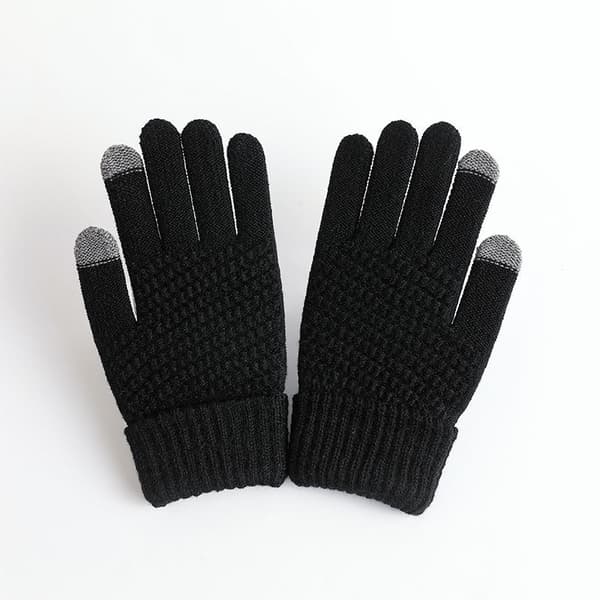 Efterårs- og vinterfleeceforede handsker - Unisex fashionable touchscreen jacquard varme handsker til vinter, sort