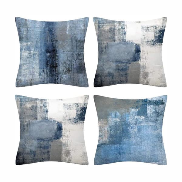 Kuddfodral Set 45x45 cm – 4 Mönstrade Prydnadskuddar för Soffa & Sovrum | Vardagsrumstillbehör
