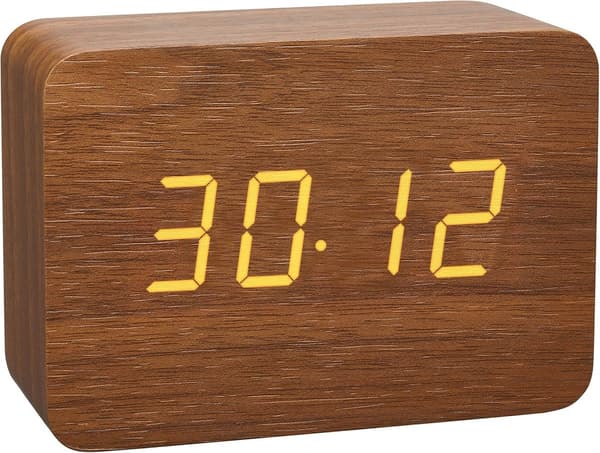 Digital Väckarklocka - Digital Väckarklocka i Trä - LED-Display 3 Larm - 1 - Sovrum