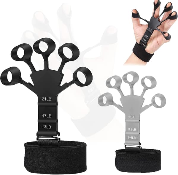 2-delad fingersträckare – Hand- och handledsstärkare – Svart + Grå