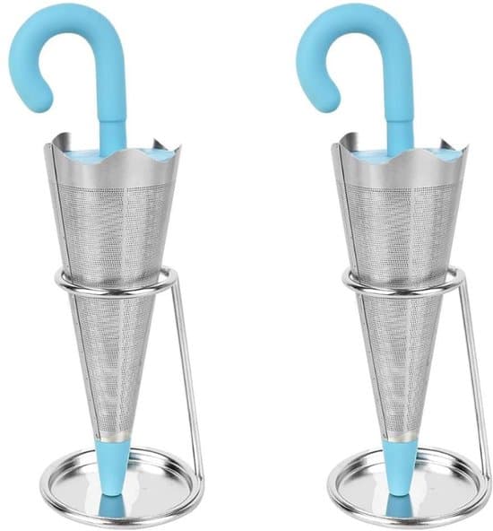 separata teinfusrar, paraplyteinfuser med stativ för tekoppar, muggar, tekannor (blå)