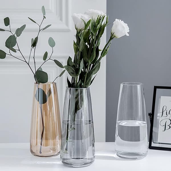 Högkvalitativ stor vas 22 cm - Vacker grå blomvas hög vas