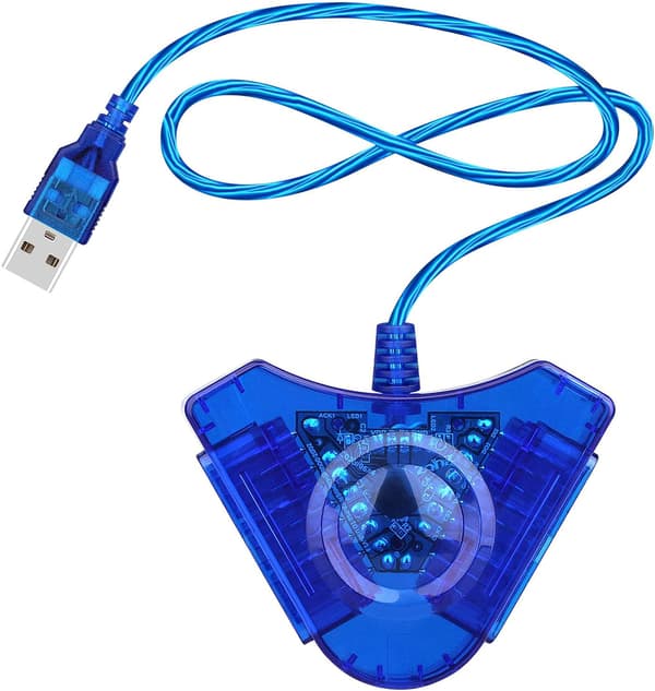 USB-adapterkonverterkabel egnet til Sony PS1 PS2 kablet controller gamepad joystick til PC - Farve Blå