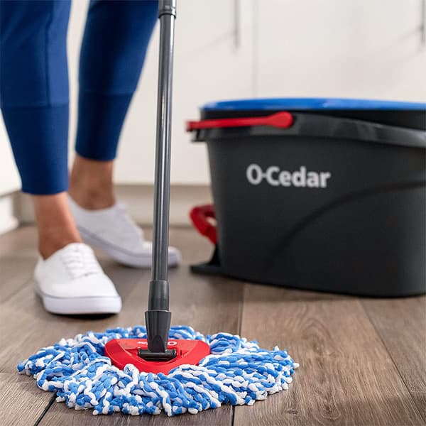 O - Cedar EasyWring RinseClean Microfiber Spin Mop Head tillbehör - 2-pack ersättningsmopphuvuden - Blå och vit triangulär bomull