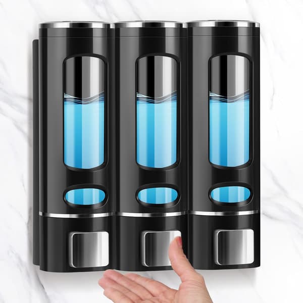 Sæt med 3 vægmonterede sæbedispensere - 400 ML - Sort - Sæbedispenser - Opvaskemiddeldispenser - Vaskdispenser - Sort - 400 M