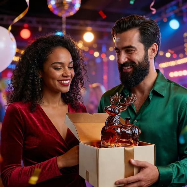 3D whiskykaraff, handblåst glaskonst, spritflaska, bardekoration (älg)