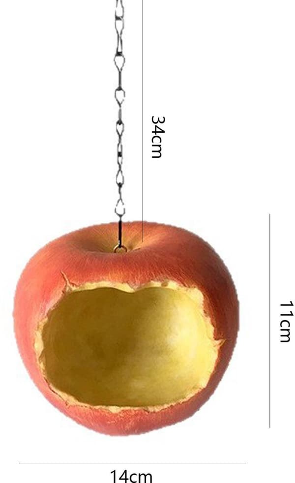 Fuglefoderbræt - Æbleformet hængende fuglefoderbræt - Hængende harpiks fuglefoderbræt - Frugtformet fuglefoderbræt - Udendørs fuglefoderbræt - Rød