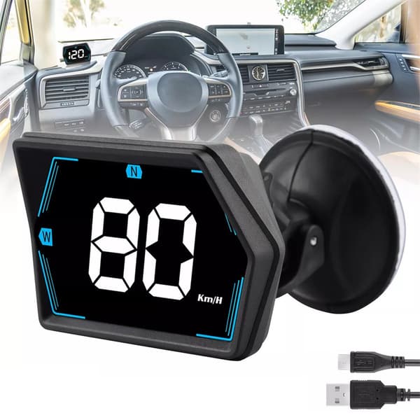Digitalt speedometer head-up display, GPS speedometer, sort