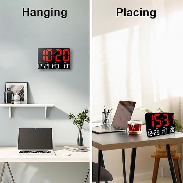 Digital väggklocka med LED-display 30 cm - Röd