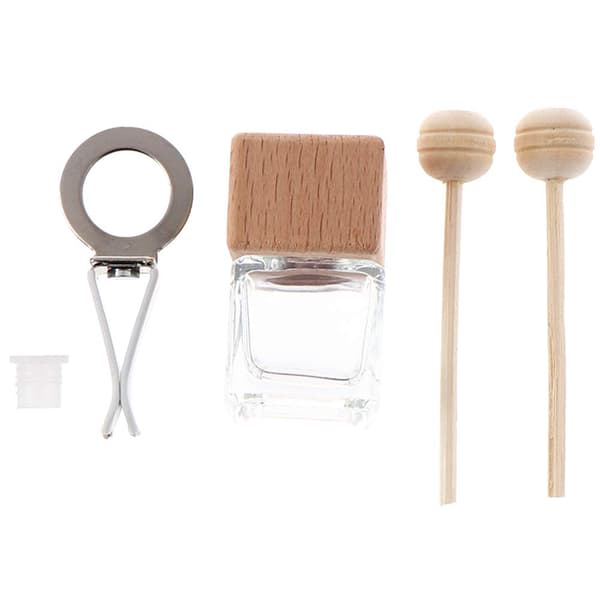 10-pack, 8 ml klar glasbilsluftfräschare med klämma och diffusor, tomma eteriska oljeparfymflaskor och diffusorventil
