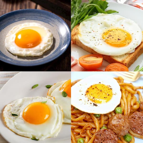 Sorte silikone æggeringe, 4 stk., non-stick belægning