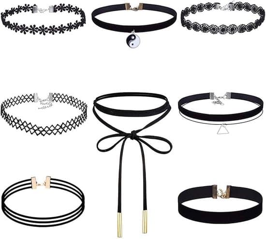 8-delt sæt - Sort Choker Sæt til Kvinder - Daglige Modetilbehør til Kvinder