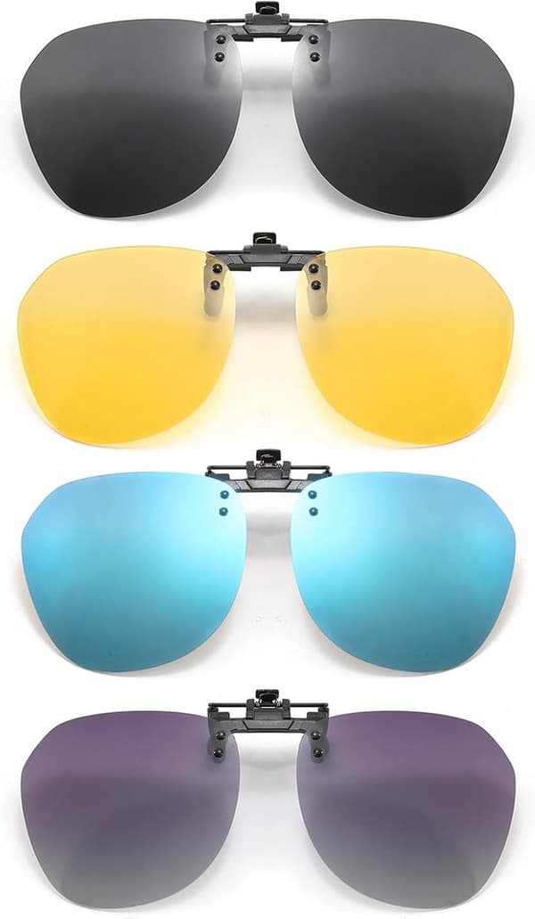 4-pack repolariserade clip-on solglasögon för att bära över glasögon
