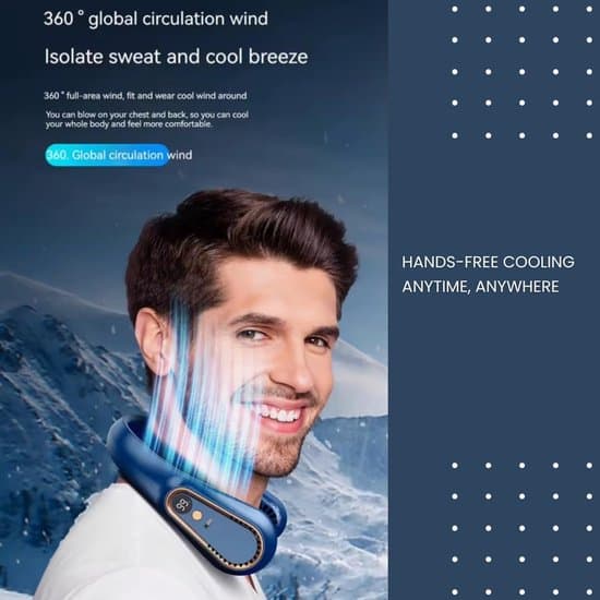 Bladeless Halsfläkt - Tvåvägs Luftflöde - Kylande och Lång Batteritid - 1 Styck (Vit)