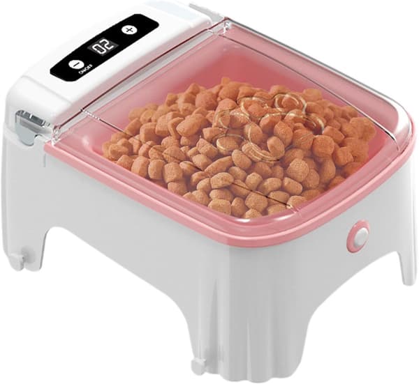Automatisk kattefoderskål - Timer - Sensor til åbning af låg - Kattebakke - Kattefoderdispenser - Pink