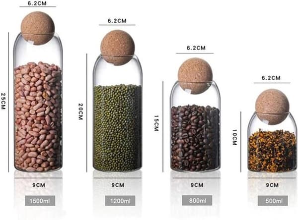 Glasburk med korklock - Matförvaring - Kaffe Socker Pasta - 500ml
