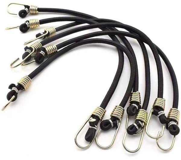Elastiksnore - 10 stk. - Mini - Elastisk - Gummibånd - Universal - Med 2 robuste kroge - Stropper - Til telte - camping og motorcykler - 10 stk.