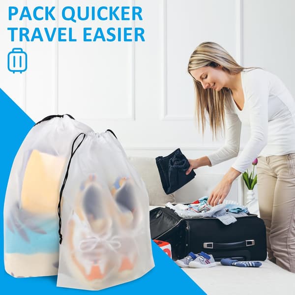Resväskor, resväskor med dragsko, dammfria och bärbara resväskor, unisex, transparenta, stora, 5-pack.