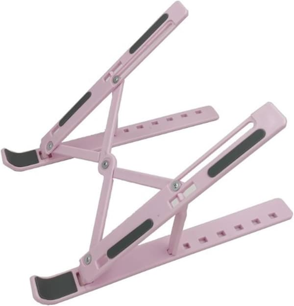 Universal bærbar computerstander, justerbar notebookholder til MacBook, skridsikker, foldbar kølebase (pink)