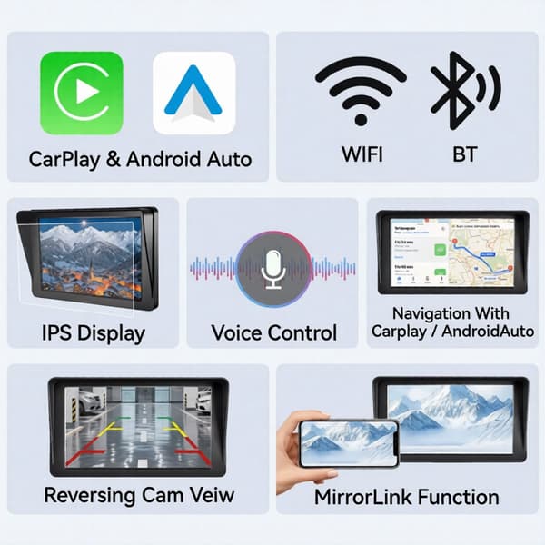 6-tums universell bilradio med kamera - för Android Auto & CarPlay - Linux-system - Bluetooth 5.0 - FM - SD - USB - 6-tums