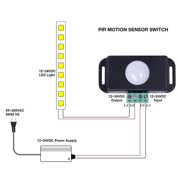 12V 24V PIR-sensor LED-bevægelsessensorafbryder Bevægelsestimerfunktion Panelkontrol PIR-controller LED-stripbelysning
