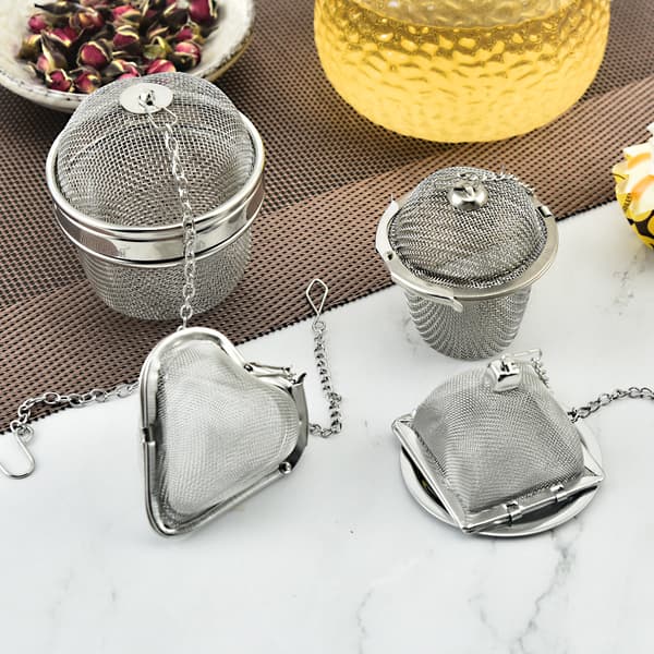 Tekula - tefilter - Örtpåse - 4 delar - Rostfritt stål - teinfuser - örtkula - örtpåse för matlagning - infuser - Örtinfuser