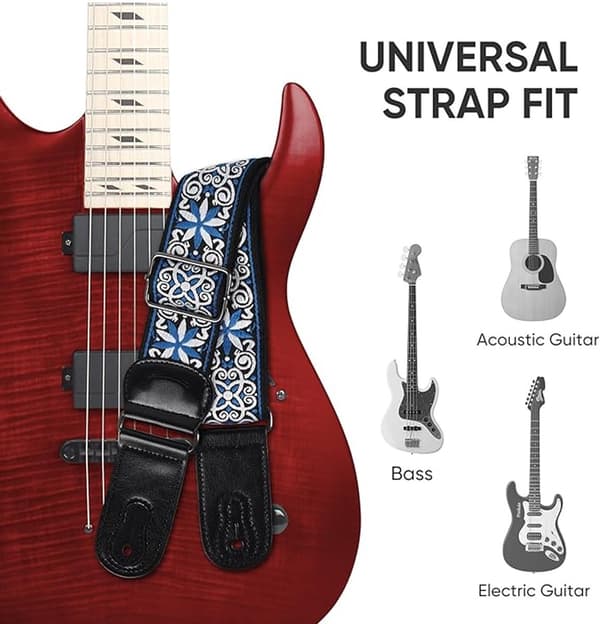 Professionell gitarrrem - Gitarrrem - Justerbar - Broderad - För Bas/El/Akustisk/Klassisk Gitarr