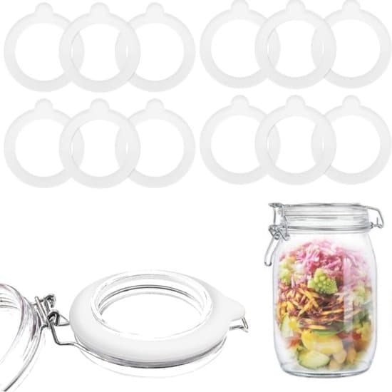 12 delar - Silikonburksfoder - Gummitätningar för glasburkar - Ersättningssilikonburksfoder - Vit - 70*95mm - Vit - 12 delar - 70*95mm