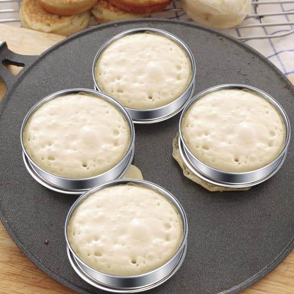 Runde Muffinforme 6 Stykker Sconeforme Bagekageforme Rustfrit Stål Crumpetforme Non-Stick, Sølv, Rustfrit Stål, 8Cm, 6 Stykker