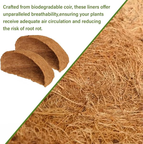 Kokosfoder - Hängkorgsfoder - Växtvård - Andningsbart Naturmaterial - 3 delar - Natur