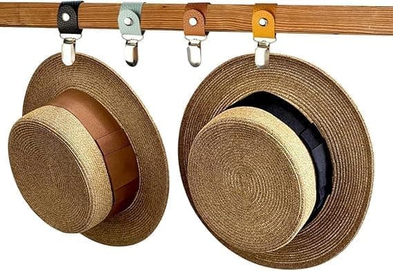 Hatteclips, 2 hatteclips, rejsehatteclips, multifunktionel hatteclips, stråhatteclips, velegnet til håndtasker og kufferter (brun).