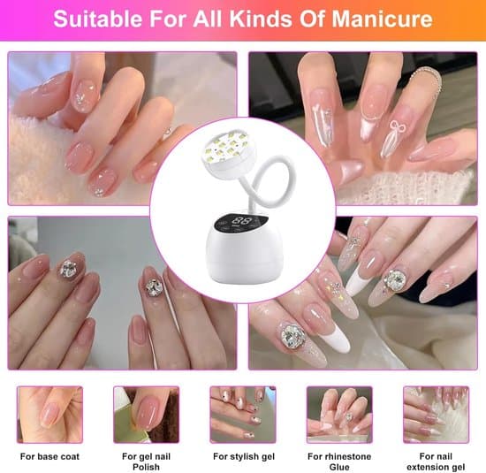 Mini UV-nagellampa med smart sensor och display vit