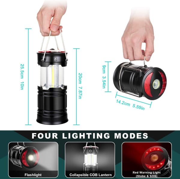 2 delar 2-i-1 LED Campinglyktor - USB & Batteri - Magnetisk Bas - för Camping Nödbelysning