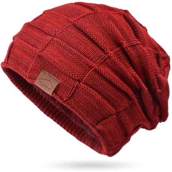 Rutig dammössa - ventilerande stickad herrmössa - mjukt fleecefoder - löst stickad mössa - unisex vintermössa - klassisk unisex höst - vinter