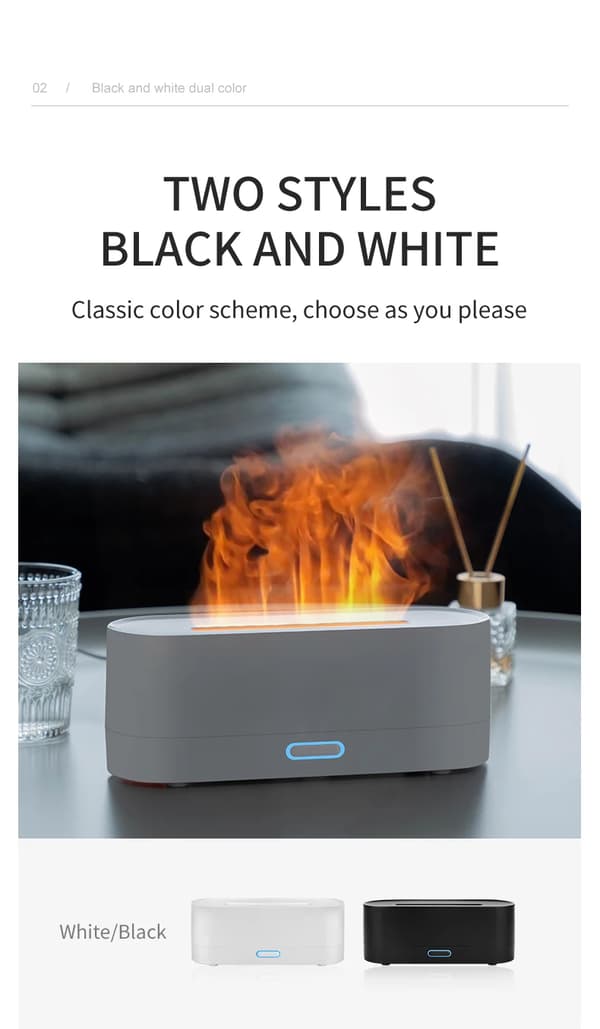 160 ml flamme diffuser med luftfugter, 7 farver lys, æterisk olie diffuser, aromaterapi diffuser til hjemmet, kontoret og soveværelset.