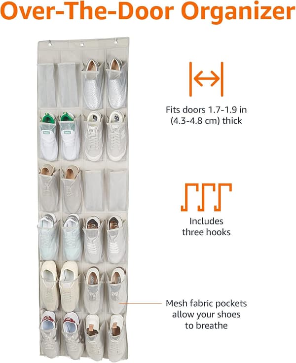 Basic 24 Medium Fickdörr Hängande Skoställ, Ljusgrå