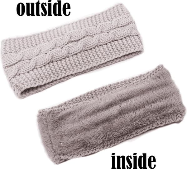 Pannband - 2-pack Vinterstickade Pannband - Damhår - Brett Stickat Öronmudd - Sammet Fleece Foder - Svart - 19*14cm - 2-pack