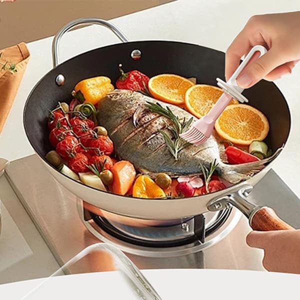 stykker - BBQ-børste - i - 1 BBQ-børste - Oliebørste med flaske - oliedispenser - oliedispenser med børste - Glasoliedispenser med børste - Hvid