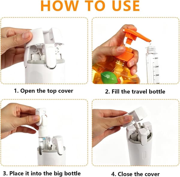 Dispenserflaskor - 4-i-1 Resedispenser - Med Dispenser - 4 × 30ml - Reseflaskor - Kosmetiska Burkar - Vit - 4 × 30ml