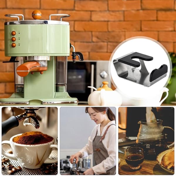 Kaffetamperstation - Holder til kaffetilbehør - Kaffeforberedelse - Rustfrit stål - 15,5 centimeter - Sølv