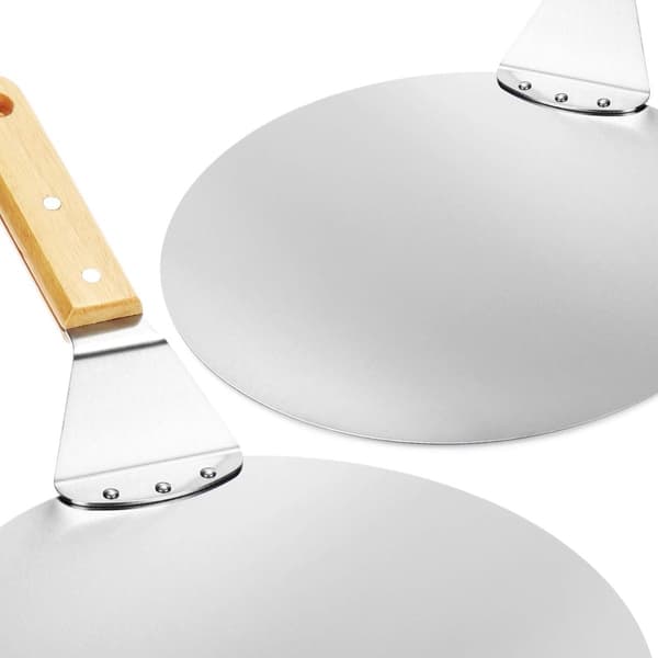 Pizzaspade - rostfritt stål - 1 styck - silverfärgad/brun