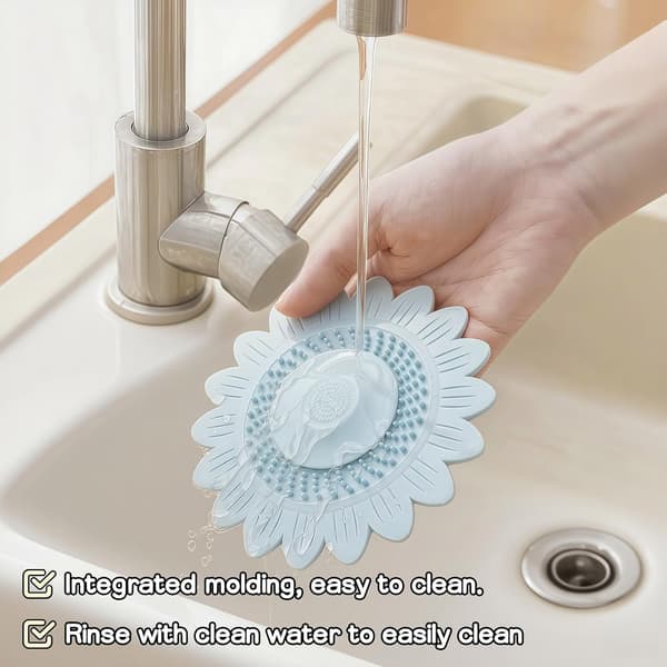 Solros silikon avloppsskydd - 2-pack hårfångare - dusch - bad och diskho - Blomformad badpropp - Ej - 2-pack