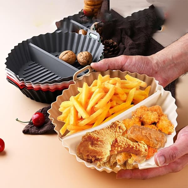 To-delt silikone bageplade – Velegnet til ovn og airfryer – Sort